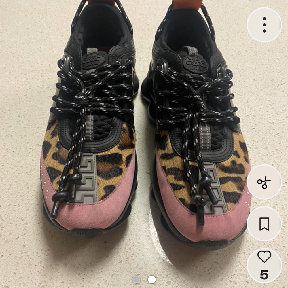 Versace Pink and Black Leopard Athletic Shoes